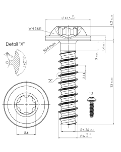 Screw for plastic materials 6x25 A2