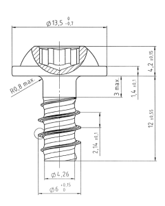 Screw for plastic materials 6x12 A2